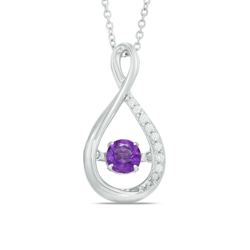 4.5mm Amethyst and Lab-Created White Sapphire Infinity Pendant in Sterling Silver