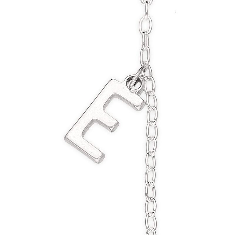 Letter Charm Station Choker Necklace in Sterling Silver (1 Line)