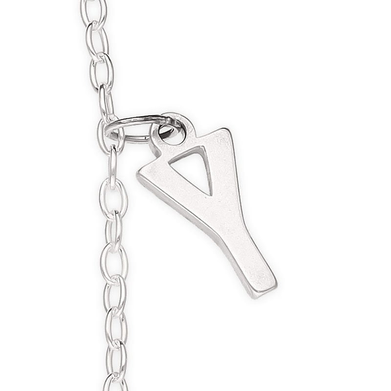 Letter Charm Station Choker Necklace in Sterling Silver (1 Line)