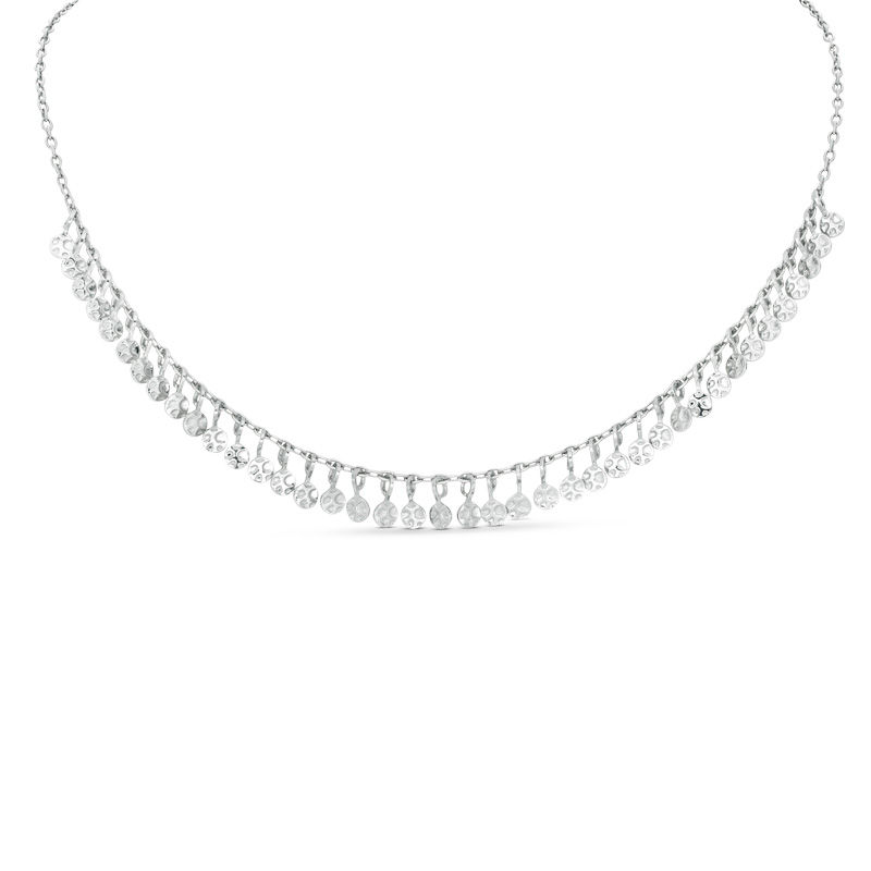Textured Mini Disc Choker Necklace in Sterling Silver - 16"