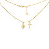 Thumbnail Image 0 of Virgin Mary and Cross Dangle Charm Bead Choker Necklace in 14K Gold - 16"