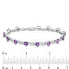 Thumbnail Image 3 of 5.0mm Heart-Shaped Amethyst and Lab-Created White Sapphire Twisted Ribbon Link Bracelet in Sterling Silver - 7.25"