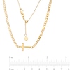 Thumbnail Image 2 of Sideways Cross Curb Chain Choker Necklace in 14K Gold - 17"
