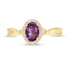 Thumbnail Image 3 of Oval Amethyst and 1/15 CT. T.W. Diamond Frame Twist Shank Ring in 10K Gold