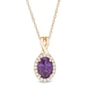 Thumbnail Image 0 of Oval Amethyst and 1/15 CT. T.W. Diamond Frame Pendant in 10K Gold