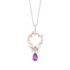Thumbnail Image 0 of Enchanted Disney Rapunzel Amethyst and 1/10 CT. T.W. Diamond Circle Pendant in Sterling Silver and 10K Rose Gold - 19"