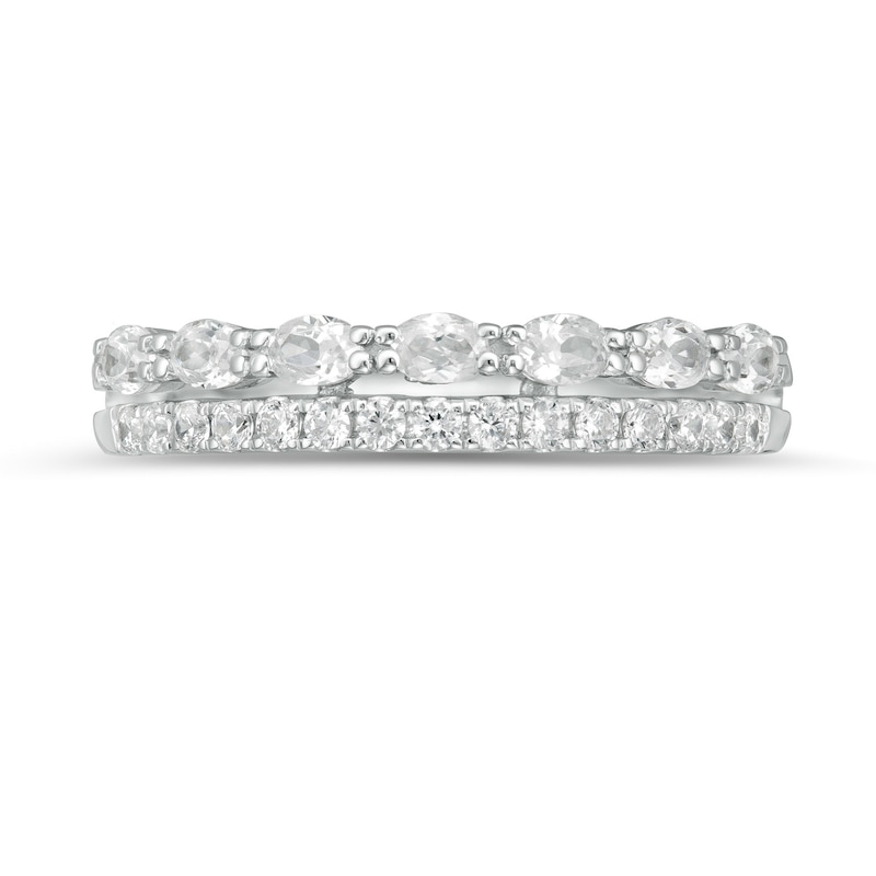 1/2 CT. T.W. Oval and Round Diamond Double Row Band in 14K White Gold