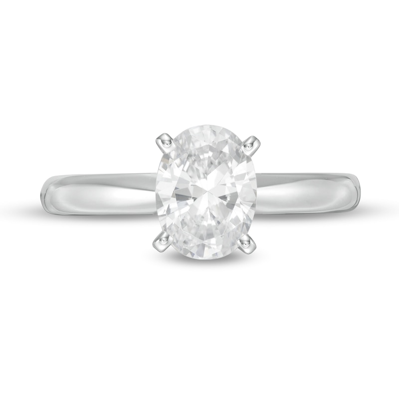 1-1/2 CT. Certified Oval Lab-Created Diamond Solitaire Engagement Ring in 14K White Gold (F/VS2)