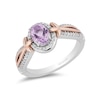 Thumbnail Image 0 of Enchanted Disney Rapunzel Oval Amethyst and 1/6 CT. T.W. Diamond Ring in Sterling Silver and 10K Rose Gold