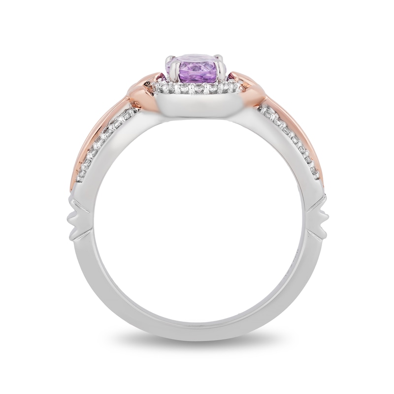 Enchanted Disney Rapunzel Oval Amethyst and 1/6 CT. T.W. Diamond Ring in Sterling Silver and 10K Rose Gold