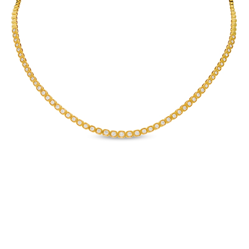 2 CT. T.W. Diamond Tennis Choker Necklace in 10K Gold - 16"