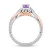Thumbnail Image 2 of Enchanted Disney Rapunzel Oval Amethyst and 1/10 CT. T.W. Diamond Promise Ring in Sterling Silver and 10K Rose Gold