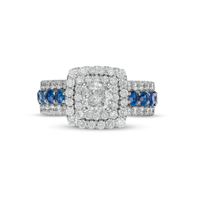 TRUE Lab-Created Diamonds by Vera Wang Love 2 CT. T.W. Engagement Ring with Blue Sapphires in 14K White Gold (F/VS2)