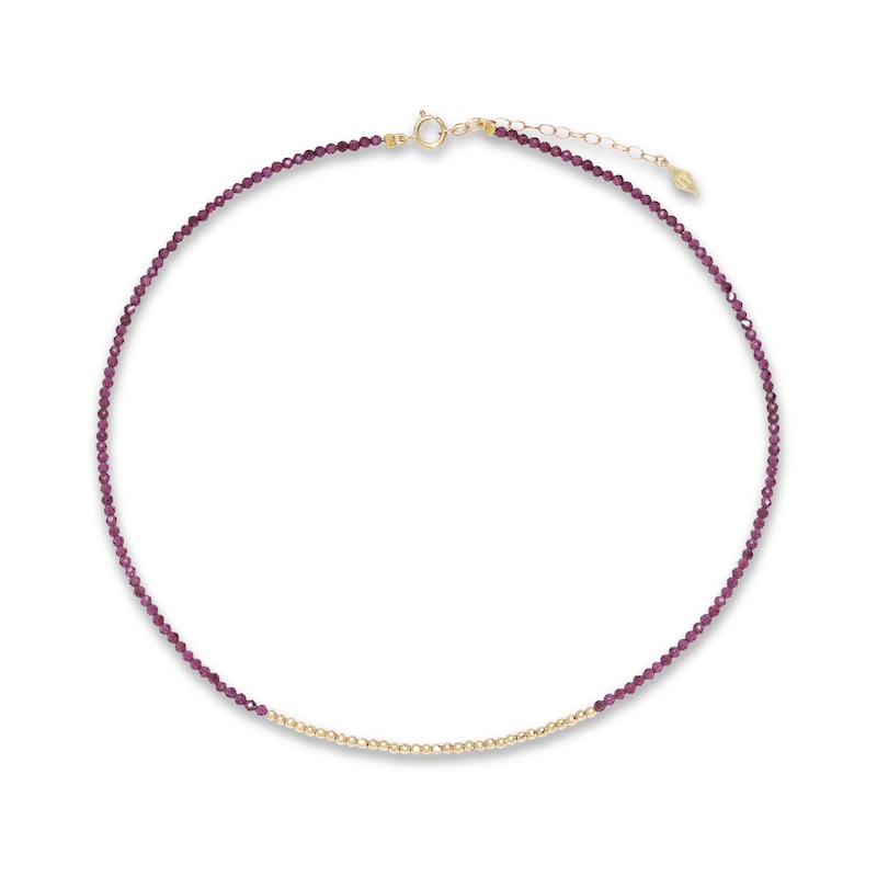 Elliot Young Garnet and Polished Bead Choker Necklace in 14K Gold – 16"