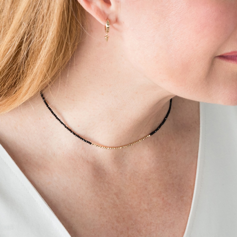 Elliot Young Spinel and Polished Bead Choker Necklace in 14K Gold – 16"