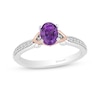 Thumbnail Image 0 of Enchanted Disney Ariel Oval Amethyst and 1/10 CT. T.W. Diamond Ring in Sterling Silver and 10K Rose Gold Plate
