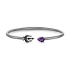 Thumbnail Image 0 of Enchanted Disney Villains Ursula Pear-Shaped Amethyst and 1/8 CT. T.W. Black Diamond Open Bangle in Sterling Silver