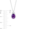 Thumbnail Image 2 of Pear-Shaped Amethyst and White Lab-Created Sapphire Frame Split Bail Pendant in Sterling Silver