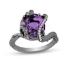 Thumbnail Image 0 of Enchanted Disney Villains Ursula Oval Amethyst and 1/10 CT. T.W. Diamond Ring in Sterling Silver with Black Rhodium