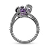 Thumbnail Image 2 of Enchanted Disney Villains Ursula Oval Amethyst and 1/10 CT. T.W. Diamond Ring in Sterling Silver with Black Rhodium