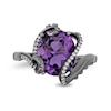 Thumbnail Image 3 of Enchanted Disney Villains Ursula Oval Amethyst and 1/10 CT. T.W. Diamond Ring in Sterling Silver with Black Rhodium