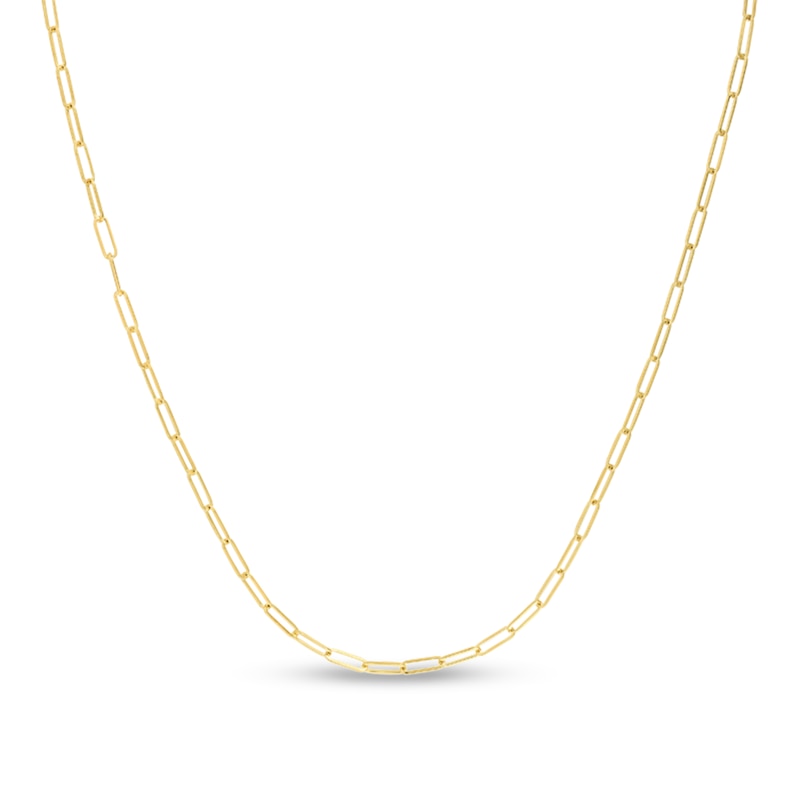 2.1mm Paper Clip Chain Choker Necklace in Hollow 14K Gold - 16"