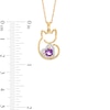 Thumbnail Image 2 of Heart-Shaped Amethyst and 1/10 CT. T.W. Diamond Kitten Pendant in Sterling Silver with 14K Gold Plate