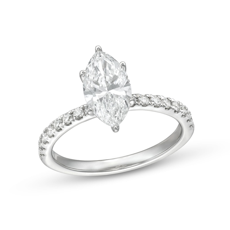 1-3/4 CT. T.W. Certified Marquise-Cut Lab-Created Diamond Engagement Ring in 14K White Gold (F/VS2)