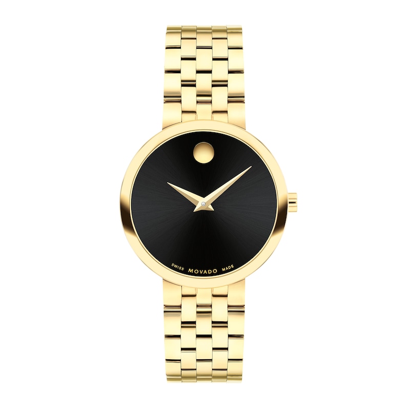 Ladies' Movado Museum® Classic Gold-Tone PVD Watch with Black Dial (Model: 0607847)