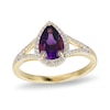 Thumbnail Image 0 of Pear-Shaped Amethyst and White Lab-Created Sapphire Frame Ring in Sterling Silver with 18K Gold Plate