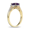 Thumbnail Image 1 of Pear-Shaped Amethyst and White Lab-Created Sapphire Frame Ring in Sterling Silver with 18K Gold Plate