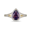 Thumbnail Image 2 of Pear-Shaped Amethyst and White Lab-Created Sapphire Frame Ring in Sterling Silver with 18K Gold Plate
