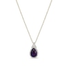 Thumbnail Image 0 of Pear-Shaped Amethyst and White Lab-Created Sapphire Frame Pendant in Sterling Silver with 18K Gold Plate