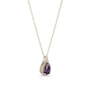 Thumbnail Image 1 of Pear-Shaped Amethyst and White Lab-Created Sapphire Frame Pendant in Sterling Silver with 18K Gold Plate