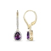 Thumbnail Image 1 of Pear-Shaped Amethyst and White Lab-Created Sapphire Frame Drop Earrings in Sterling Silver with 18K Gold Plate