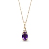 Thumbnail Image 0 of Oval Amethyst and 1/15 CT. T.W. Diamond Pendant in 10K Gold
