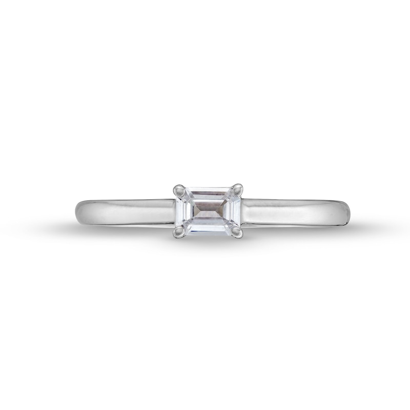 1/3 CT. Emerald-Cut Diamond Sideways Solitaire Engagement Ring in 14K White Gold (I/I1)