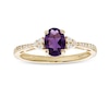 Thumbnail Image 0 of Oval Amethyst and 1/10 CT. T.W. Diamond Ring in 10K Gold
