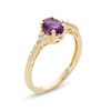 Thumbnail Image 2 of Oval Amethyst and 1/10 CT. T.W. Diamond Ring in 10K Gold