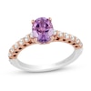 Thumbnail Image 0 of Enchanted Disney Rapunzel Oval Light Purple Amethyst and 3/8 CT. T.W. Diamond Engagement Ring in 14K Two-Tone Gold