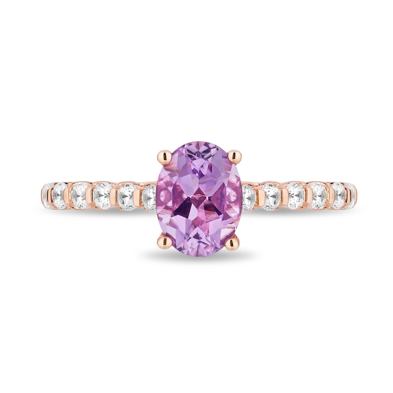 Enchanted Disney Rapunzel Oval Light Purple Amethyst and 3/8 CT. T.W. Diamond Engagement Ring in 14K Two-Tone Gold