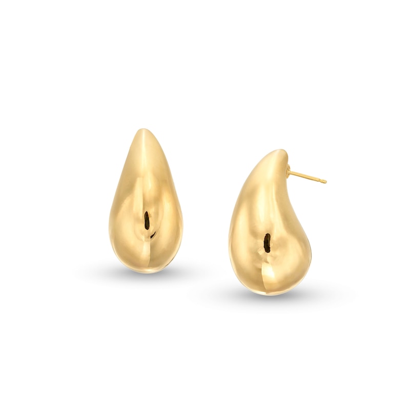 Sculpted Droplet Hoop Earrings in Hollow 14K Gold