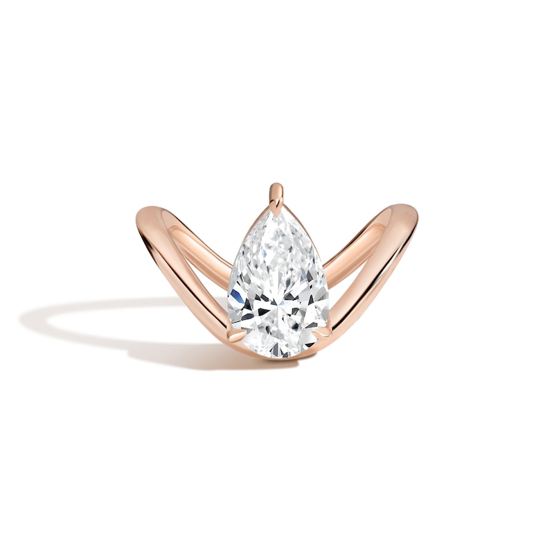Zales x SHAHLA 3 CT. Certified Pear-Shaped Lab-Created Diamond Solitaire Dip Engagement Ring in 14K Rose Gold (F/VS2)