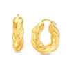 Thumbnail Image 0 of 27.0mm Sculpted Hollow 14K Gold Twist Hoop Earrings