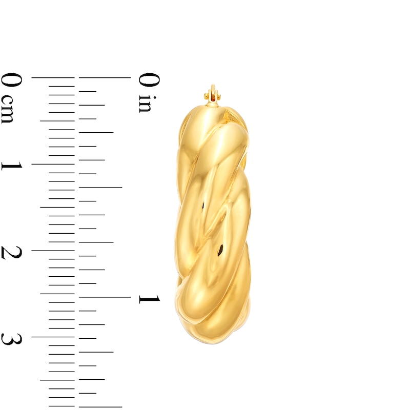 27.0mm Sculpted Hollow 14K Gold Twist Hoop Earrings