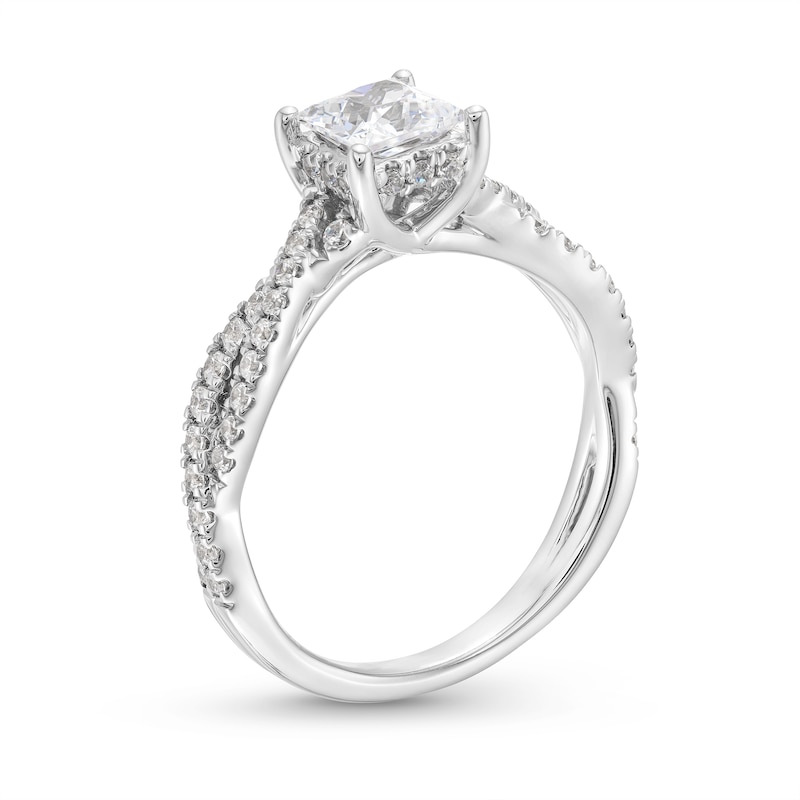 1-3/8 CT. T.W. Certified Princess-Cut Lab-Created Diamond Twist Shank Engagement Ring in 14K White Gold (I/SI2)