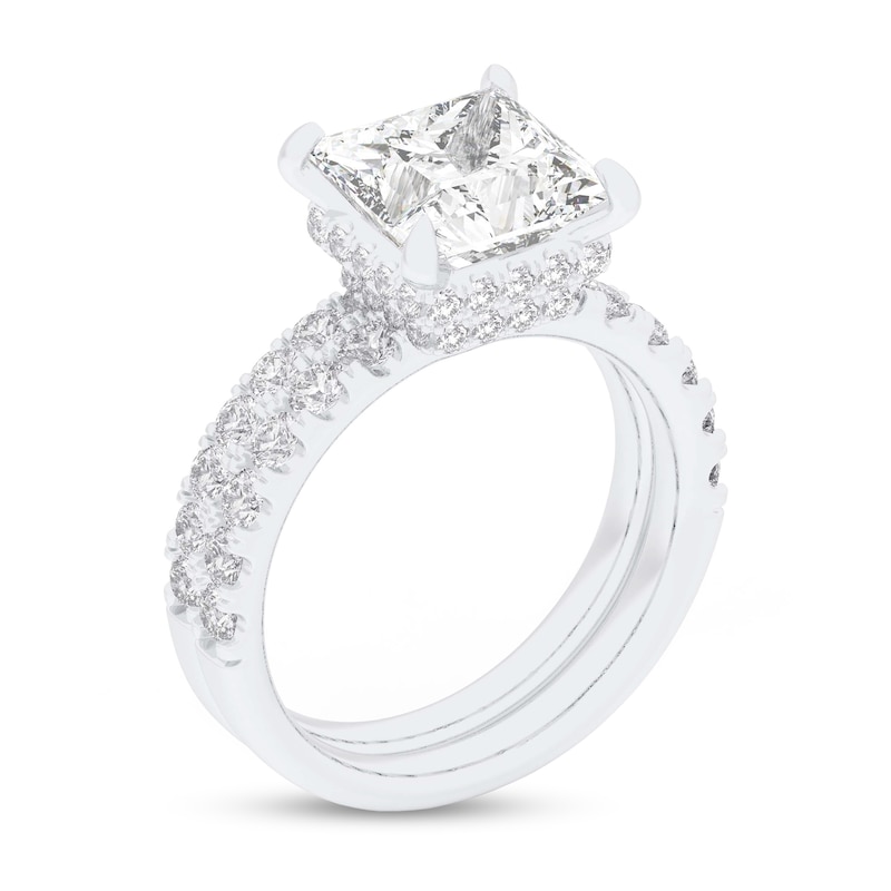 4-1/3 CT. T.W. Princess-Cut Certified Lab-Created Diamond Bridal Set in 14K White Gold (F/VS2)