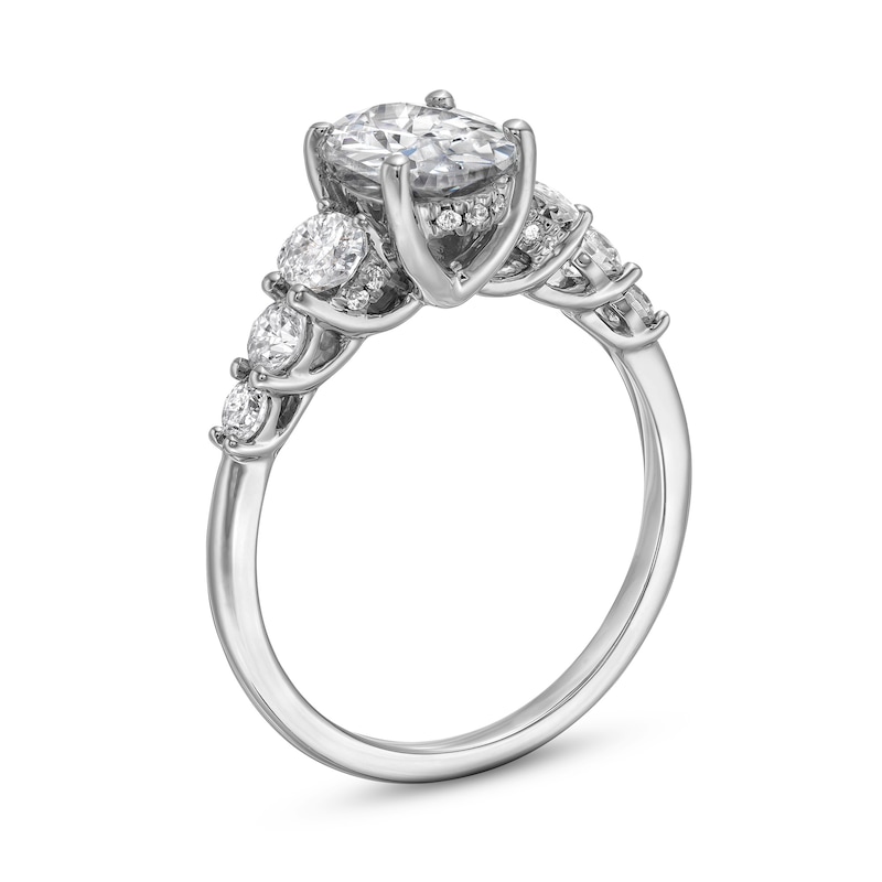 2-1/3 CT. T.W. Oval and Round Certified Lab-Created Diamond Seven Stone Graduated Engagement Ring in 14K White Gold