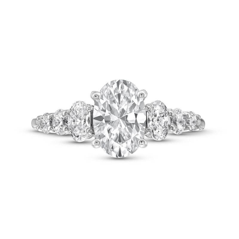 2-1/3 CT. T.W. Oval and Round Certified Lab-Created Diamond Seven Stone Graduated Engagement Ring in 14K White Gold