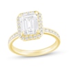 Thumbnail Image 0 of 3-1/2 CT. T.W. Emerald-Cut Certified Lab-Created Diamond Frame Vintage-Style Engagement Ring in 14K Gold (F/VS2)